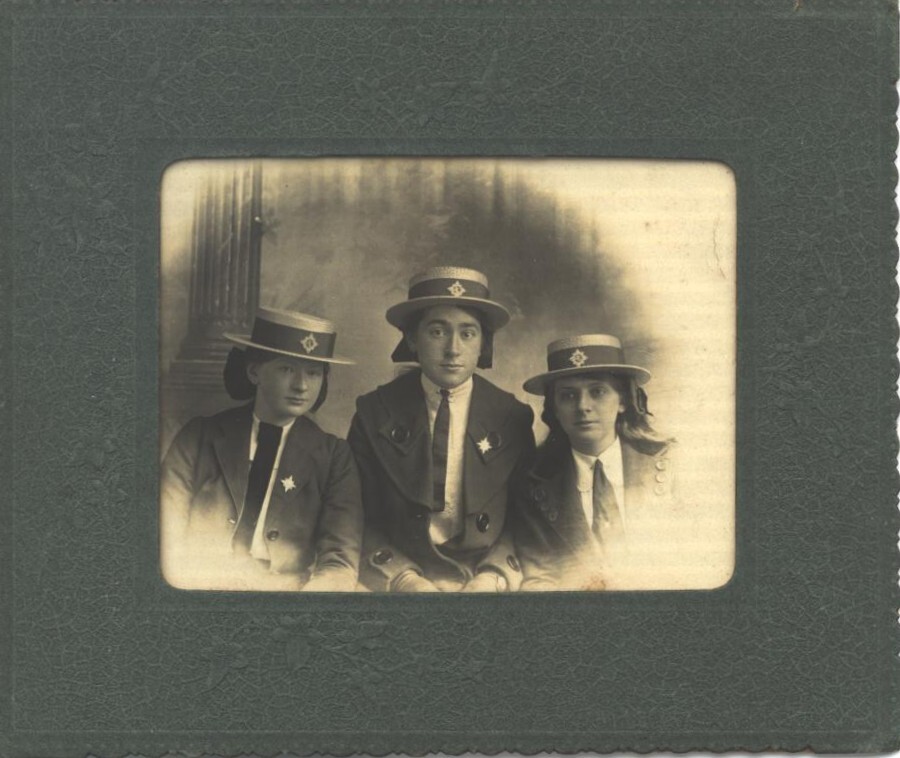Photograph of three Students in uniform, c.1913