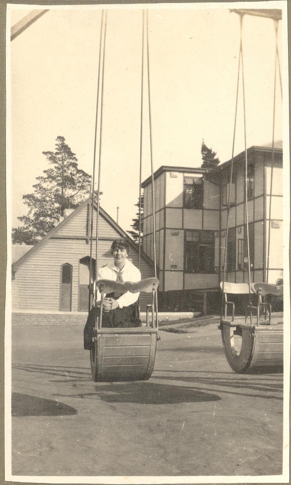 Photo of student on swing-boat, c.1917