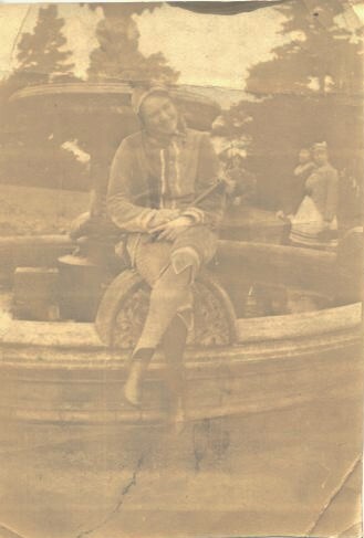 Amanda Liebert at fountain, c.1918