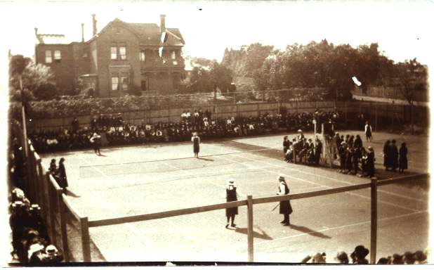 Tennis Match with PLC Cato House in background, c.1918