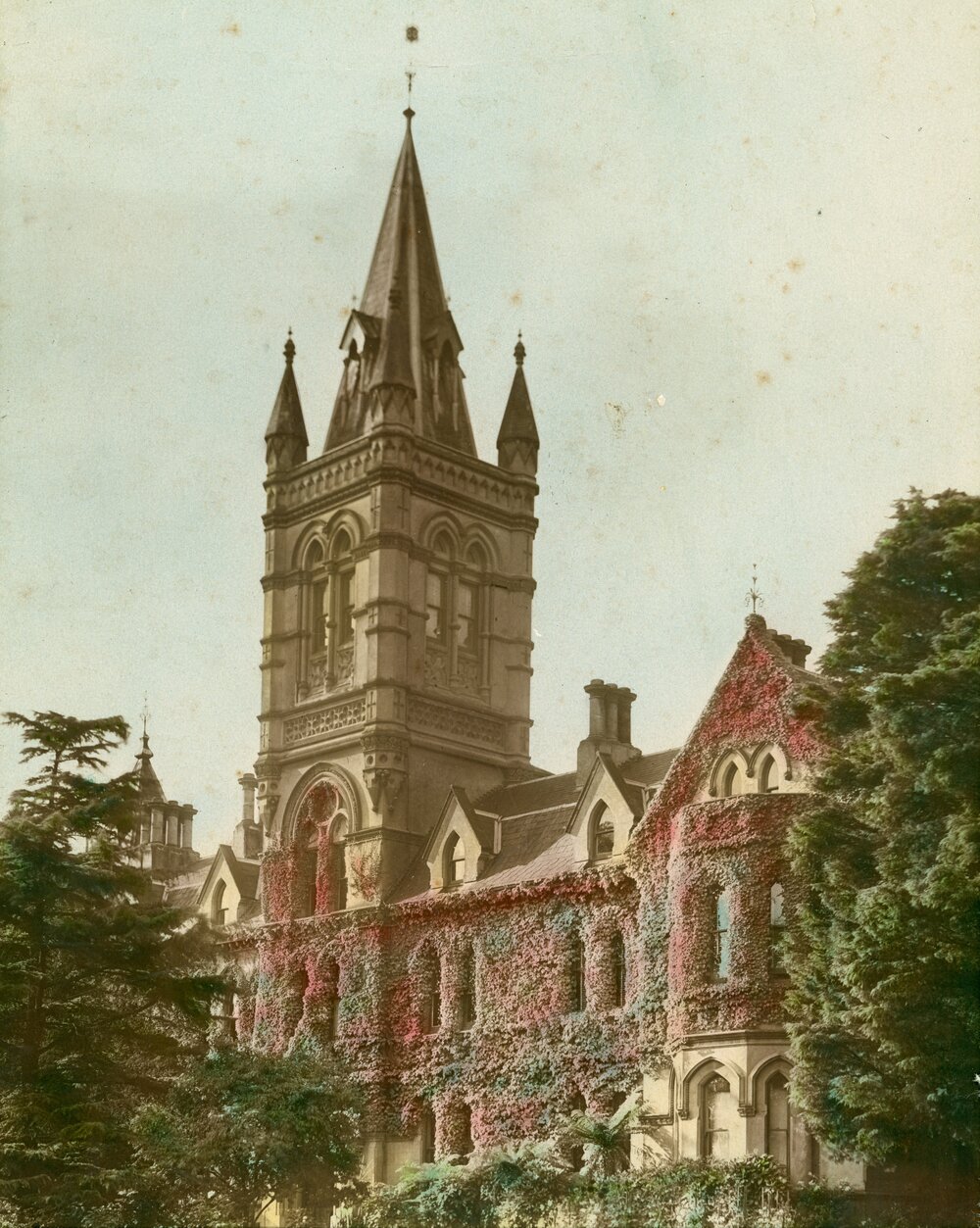 Hand-tinted framed photograph of Tiddeman House, c1930