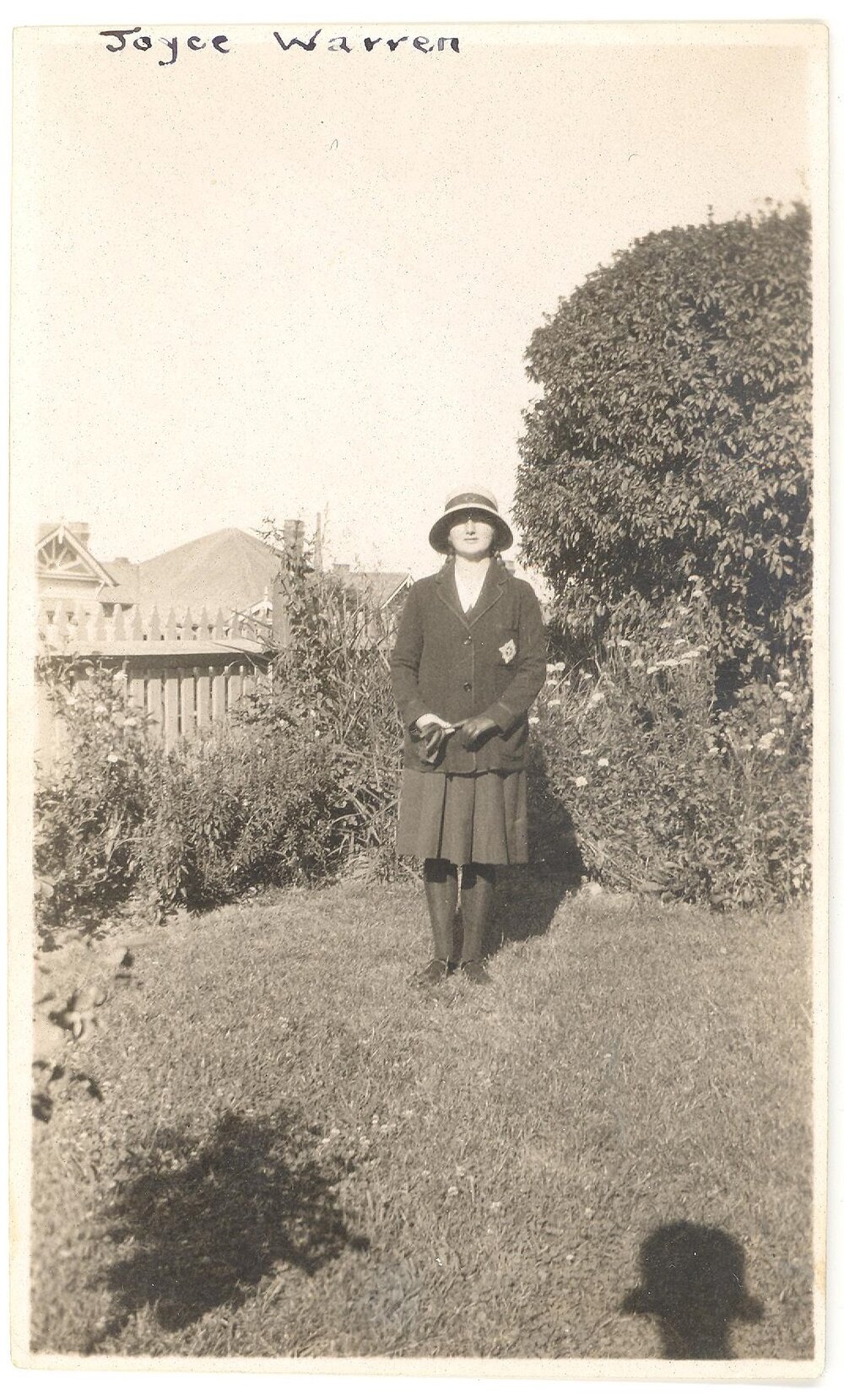 Photo of Joyce Warren at Box Hill Methodist Church Parsonage, possibly 1927