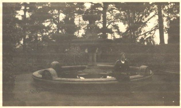 Student sitting on Fountain, 1927