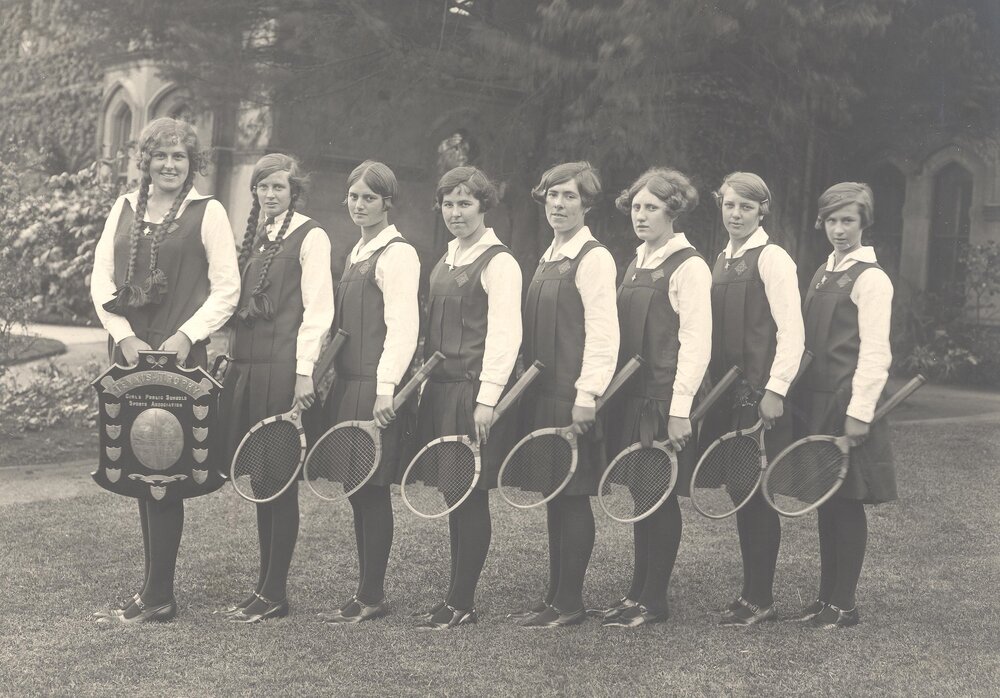 Large, framed photo of 1927 Championship Tennis Team.