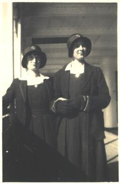 Betty Hammon and Lucy Hughes on the Wongarella, ca1925