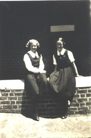 Jean and Roma in School Quad, 1934