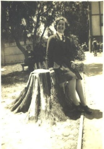 Edna Murdoch near Baths Building, 1935