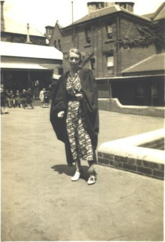 Miss Rae taken in the Quad, 1935