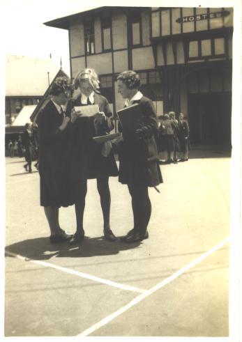 Students in Quad outside Hostel, 1935