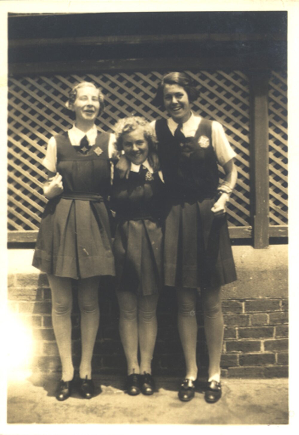 Three Students in Front of Lattice, 1936