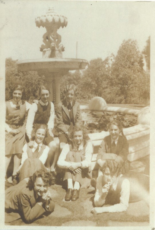 Group of Students in front of Fountain, 1937