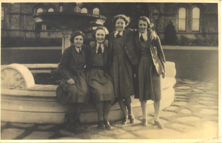 Group of Boarders in front of Fountain, 1937