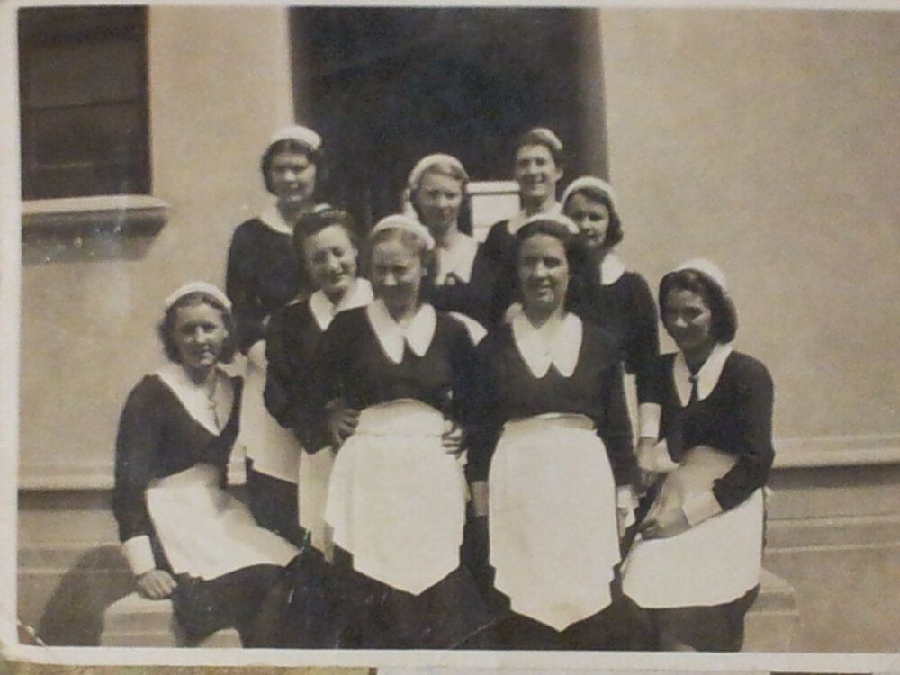 Photograph of Boarding House domestic staff, including Sheila Meyer and Olive, circa early 1940s