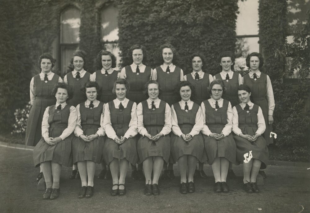 Photo of the Music Scholarship Winners in front of the Residence, 1943