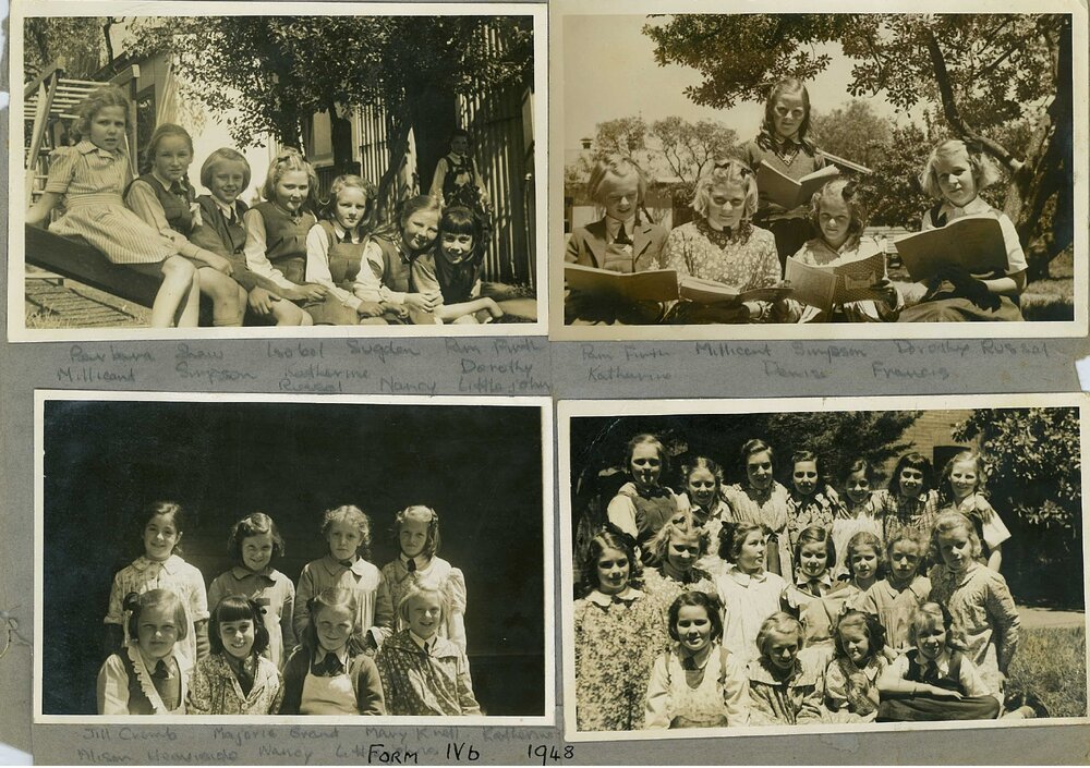 Four photographs of junior school students, Form IVb, 1948