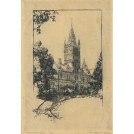 Etching of Main MLC building by Tonkin, c.1930-40