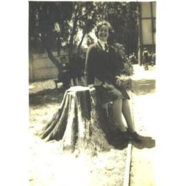 Edna Murdoch near Baths Building, 1935