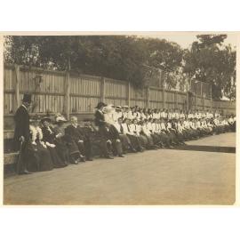 Photo of opening of Girls' Block and Tennis Courts, 1913