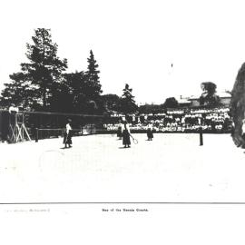 Tennis Court with stand and spectators, c.1910