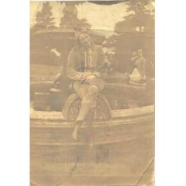 Amanda Liebert at fountain, c.1918