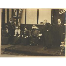 Opening of Girls' Block, showing Fitchett, Krome, and dignitaries, 1913