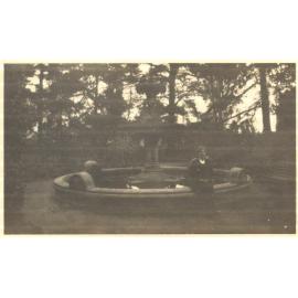 Student sitting on Fountain, 1927