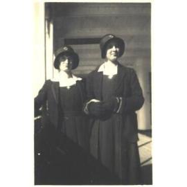 Betty Hammon and Lucy Hughes on the Wongarella, ca1925