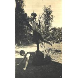 Student Gymnasts, (two girls in garden), c.1920