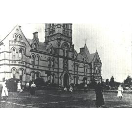 Tennis on Lawn in front of Main Building, c.1890