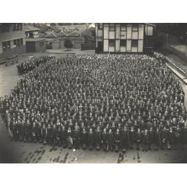 Photograph of Outside Assembly during Polio epidemic, 1949