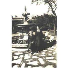 Jean and Roma sitting on Fountain, 1934