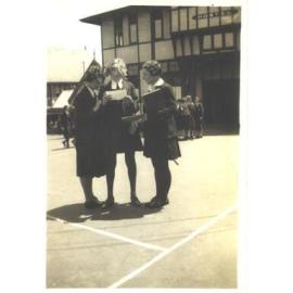 Students in Quad outside Hostel, 1935