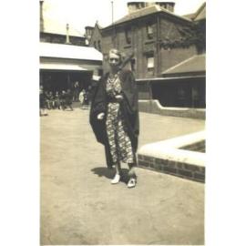 Miss Rae taken in the Quad, 1935