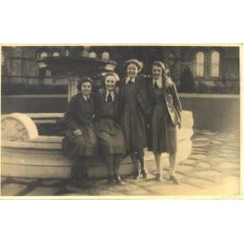 Group of Boarders in front of Fountain, 1937