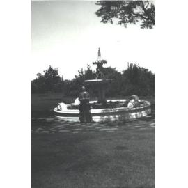 Audrey Bee beside Fountain, 1937