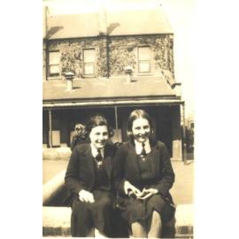 Edna Hay and Friend in Quadrangle, 1936