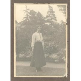 Photograph of Eloise Trengrove, attended MLC 1909, perhaps in front gardens