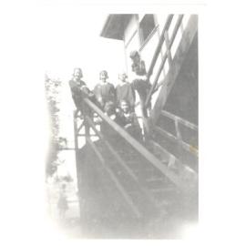 Students on steps of Girls' Block, c.1925 - 1926