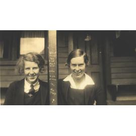 Photo of student Margaret Little (right) and friend, 1932 or 1933