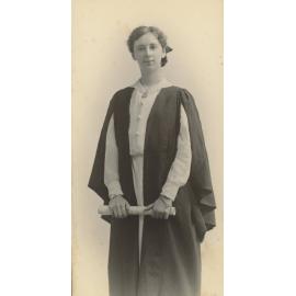 Photo of Ivy Comben, possibly following tertiary graduation, 1917